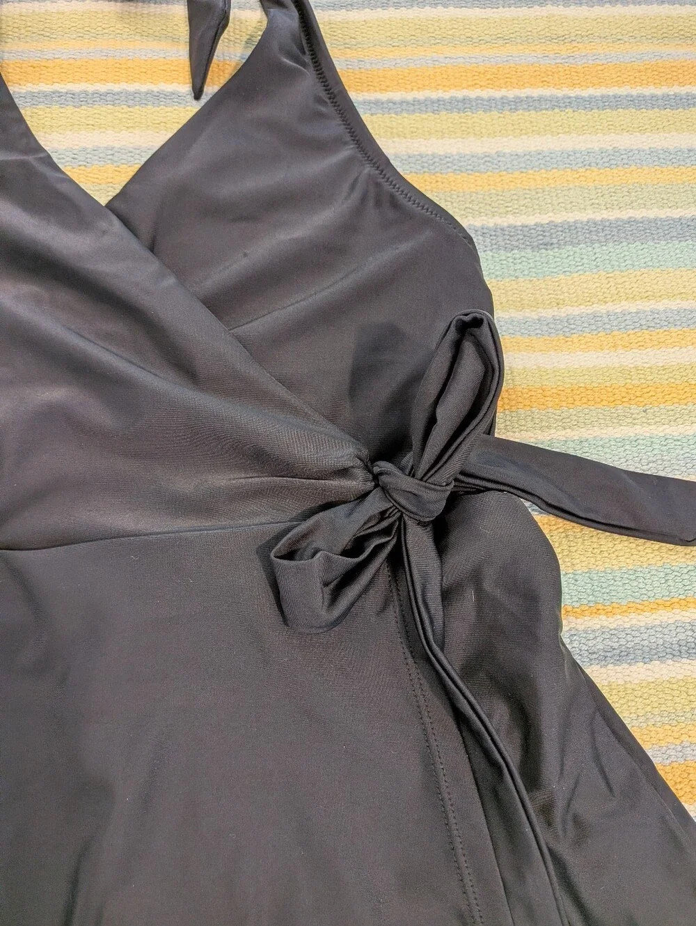 ⭐ NEW NWT J. Crew Black Wrap Halter Swim Dress Size 6